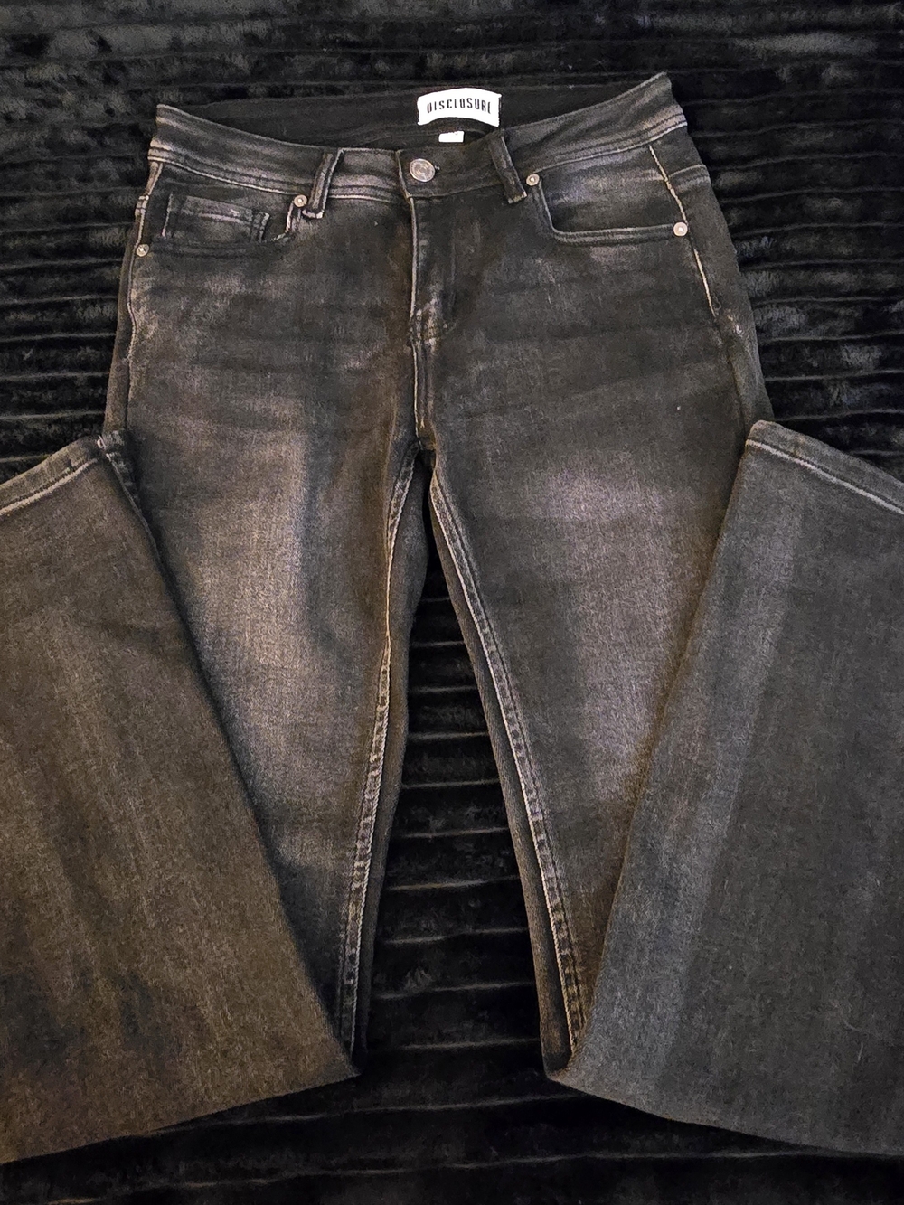 Disclosure Black Wash Low Mid Rise Bootcut Stretch Jeans Sz 7 Jrs NWOT - Picture 2 of 10